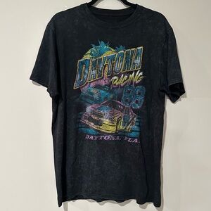 Daytona Racing Graphic Tee Size L Vintage Y2K Distressed Style Black T-Shirt